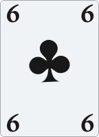 6 (six) of clubs from a deck of cards for astrologic interpretation.
